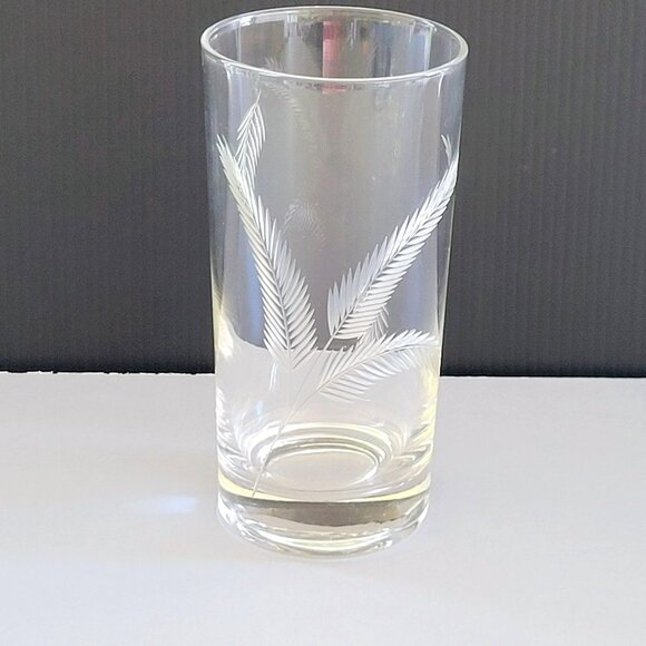 Vintage Etched Wheat Tumbler Glasses Set of 2, Mid Century Modern Glassware - Picture 3 of 10